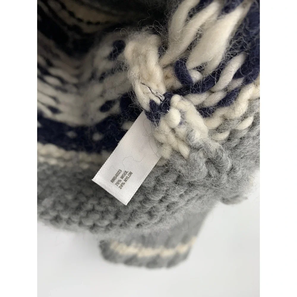 Vintage Gap Sweater Mens Large Hand Knit Zip Cardigan Snowflake Wool Thick Heavy